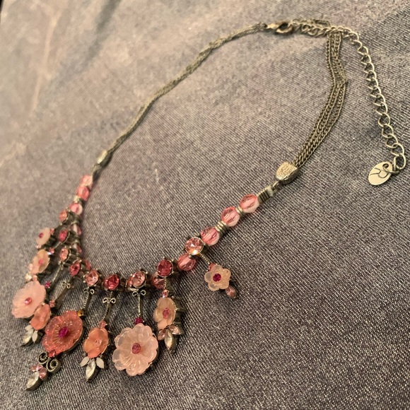🆕🔥Delicate Necklace Set Peach&Pink Flowers - Picture 6 of 6